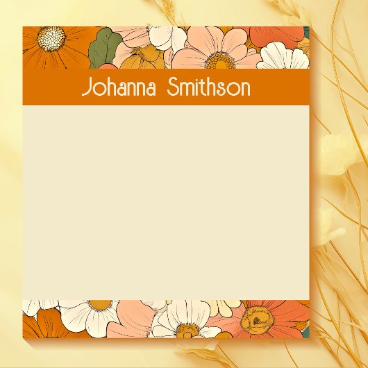 レトロオレンジ色のGrooveフローラメモ帳 ノートパッド