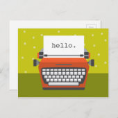 レトロオレンジ色タイプライターのカスタマイズ可能はがき ポストカード (正面/裏面)