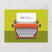 レトロオレンジ色タイプライターのカスタマイズ可能はがき ポストカード (正面)