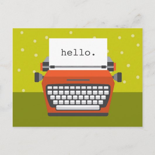レトロオレンジ色タイプライターのカスタマイズ可能はがき ポストカード (正面)