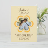 レトロオレンジ花写真ウェディング・セーブ・ザ・デート 招待状 (スタンド正面)