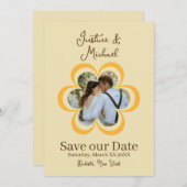 レトロオレンジ花写真ウェディング・セーブ・ザ・デート 招待状 (正面/裏面)