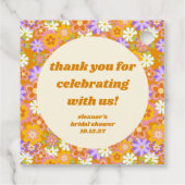 レトロオレンジ花柄オーダーメイド ブライダルシャワー 感謝カード フェイバータグ (裏面)