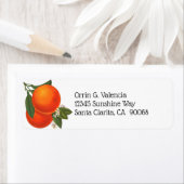 レトロオレンジ花編集可能差出人住所 ラベル (インサイチュ)