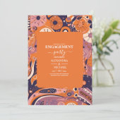 レトロオレンジ赤面ピンクパープルグルービー婚約 招待状 (スタンド正面)