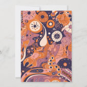 レトロオレンジ赤面ピンクパープルグルーヴィ結婚ズ セーブザデート (裏面)