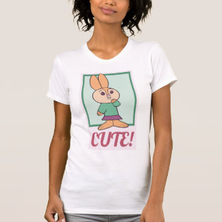 レトロオレンジ、グリーン、ピンクかわいいバニーウサギ Tシャツ
