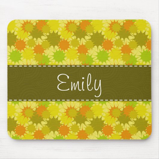 レトロオレンジ&グリーン マウスパッド (正面)