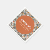 レトロオレンジ チェック マッシュルーム カスタム ブライダルシャワー スタンダードカクテルナプキン (角)