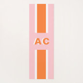 レトロオレンジ ピンク ガール キュート モノグラム ヨガマット (裏面)