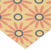 レトロオレンジ＆ブラックキュートアブストラクトフラワーパターン ロングテーブルランナー (コーナー)