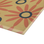 レトロオレンジ&ブラックキュート抽象芸術フローラルパターン カッティングボード (角)