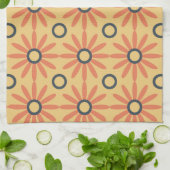 レトロオレンジ&ブラックキュート抽象芸術フローラルパターン キッチンタオル (折り畳み)