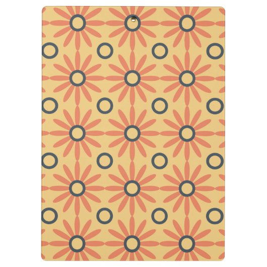 レトロオレンジ&ブラックキュート抽象芸術フローラルパターン クリップボード (裏面)