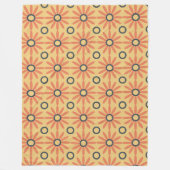 レトロオレンジ&ブラックキュート抽象芸術フローラルパターン フリースブランケット (正面)