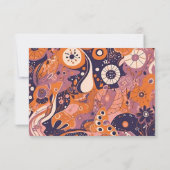 レトロオレンジ ブラッシュ ピンク パープル グルーヴィー ウェディング 出欠カード (裏面)