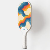 レトロオレンジ&ブルー70ストライプs&90sスクイグルス ピックルボールラケット (左)