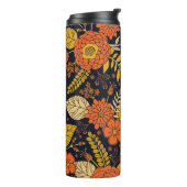 レトロオレンジ、黄、海軍フローラ  タンブラー (回転左)