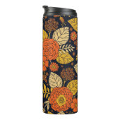 レトロオレンジ、黄、海軍フローラ  タンブラー (回転右)