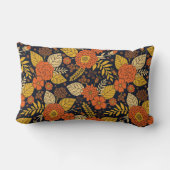 レトロオレンジ、黄、海軍フローラ ランバークッション (裏面)