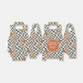 レトロオレン市松模様にジキノコカスタムブライダルシャワー フェイバーボックス (折り畳みなし)