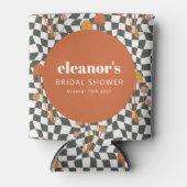レトロオレン市松模様にジキノコカスタムブライダルシャワー 缶クーラー (正面)