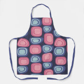 レトロオーガニック長方形ブルーとピンク エプロン (正面)