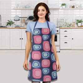 レトロオーガニック長方形ブルーとピンク エプロン