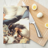 レトロオーストラリアのシェパード絵を描シームレス キッチンタオル (四つ折り)