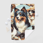 レトロオーストラリアのシェパード絵を描シームレス ゴルフタオル (インサイチュ)