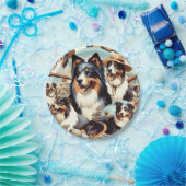 レトロオーストラリアのシェパード絵を描シームレス ペーパープレート (パーティー)