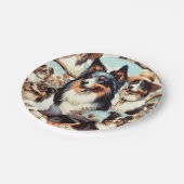 レトロオーストラリアのシェパード絵を描シームレス ペーパープレート (アングル)