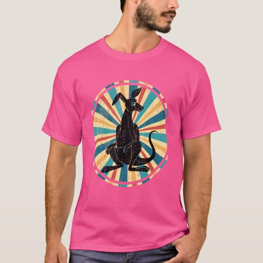 レトロオーストラリア動物オーストラリアKangaroo Tシャツ (正面)