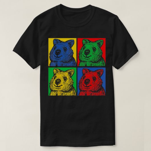 レトロオーストラリア動物ギフトアイディアアートクオッカ Tシャツ (デザイン正面)