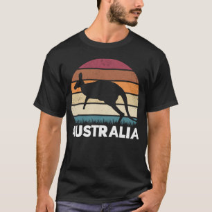 レトロオーストラリア動物ジャンプカンガルー Tシャツ
