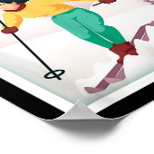 レトロオーストリアスキーとスキーポールをモチーフにした ポスター (角)