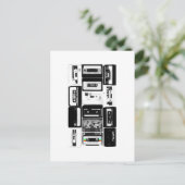 レトロオーディオカセットグループb&w ポストカード (スタンド正面)