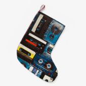 レトロオーディオカセットテープ スモールクリスマスストッキング (正面 (吊り時))