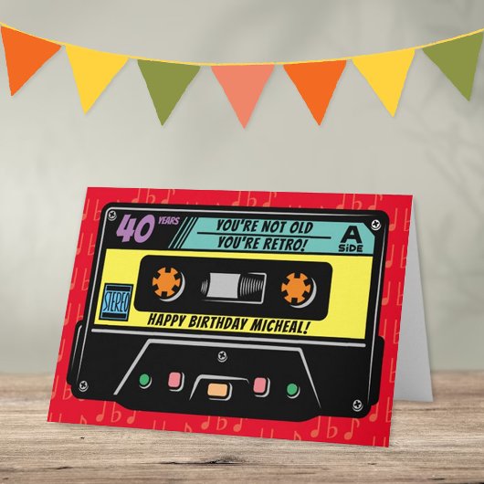 レトロオーディオカセットテープAny Age誕生日 カード