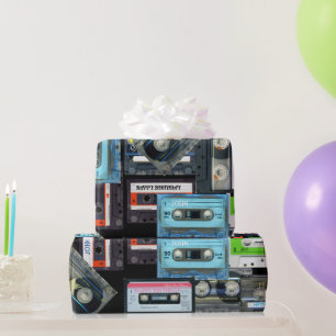 レトロオーディオカセットミステープ名誕生日WP ラッピングペーパー