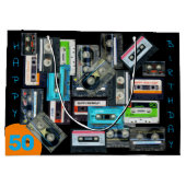 レトロオーディオテープカセットMixtapeネーム誕生日LGB ラージペーパーバッグ (裏面)