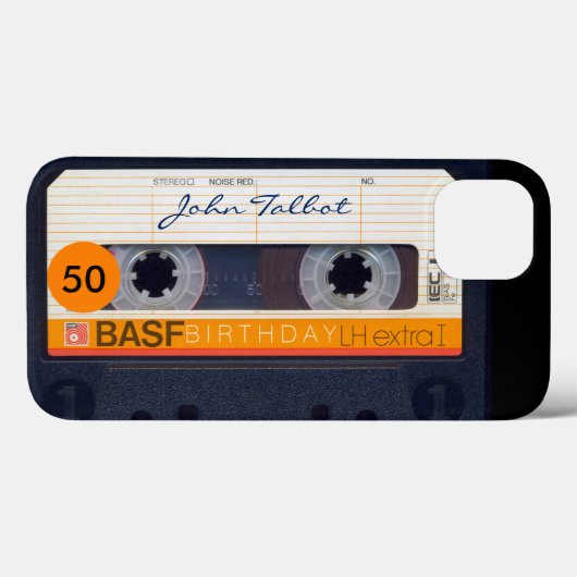 レトロオーディオテープ名50番目の誕生日iPhoneケース1 Case-Mate iPhoneケース (裏面 (横))