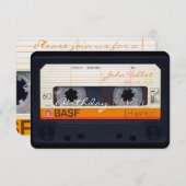 レトロオーディオテープ60歳誕生日パーティーの招待 招待状 (正面/裏面)