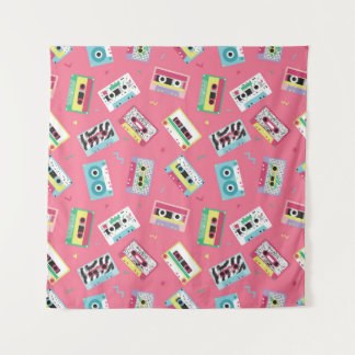 レトロオーディオテープ： 80sスタイル。 タペストリー