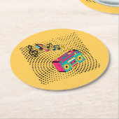 レトロオーディオボックス。 ラウンドペーパーコースター (アングル)