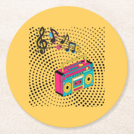 レトロオーディオボックス。 ラウンドペーパーコースター