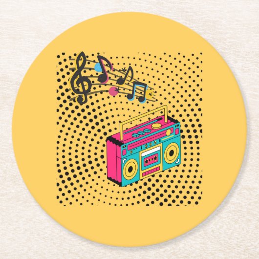 レトロオーディオボックス。 ラウンドペーパーコースター (正面)