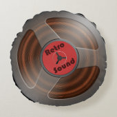 レトロオーディオ70s 80sノスタルジックヴィンテージビニル/リール ラウンドクッション (正面)