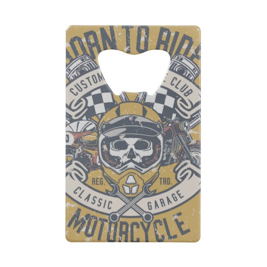 レトロオートバイステンレス鋼ボトルオープナー クレジットカード栓抜き (正面)