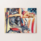 レトロオートバイピンアップ ジグソーパズル (横)